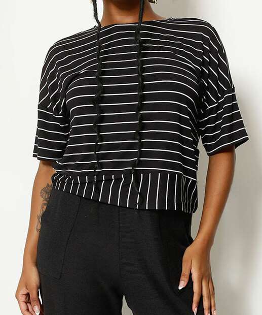 Blusa Feminina Listrada Manga Curta Marisa