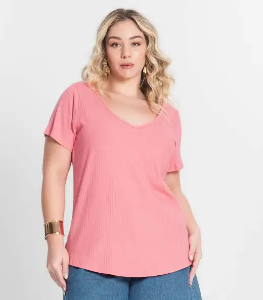 Blusa Feminina Plus Size da Infinita Cor Rosa