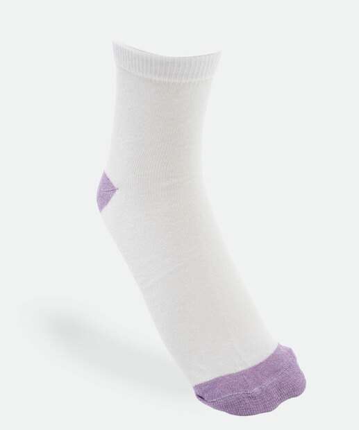 Kit 5 Pares Meias Cano Curto Feminina Bicolor Marisa Branco