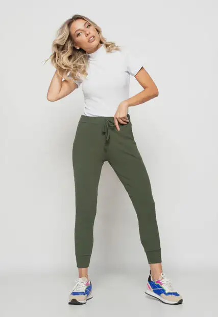 Calça  Jogger Comfy Malha Canelada Verde Salvatore Fashion