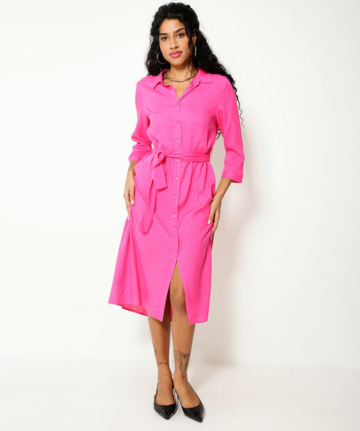 Vestido Midi Feminino Chemise Manga 7/8 Marisa