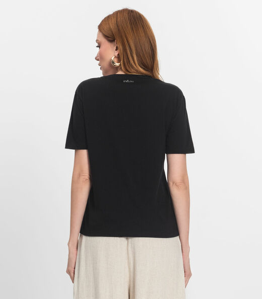 T- Shirt Feminina em Meia Malha Endless Preto