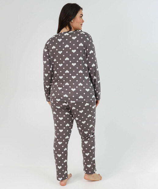Pijama Feminino Plus Size Marisa Cinza
