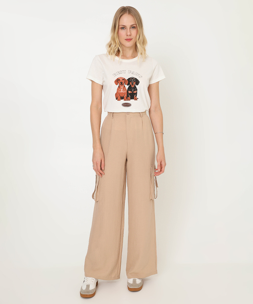 Camiseta Feminina Estampa Cachorro Marisa Off White
