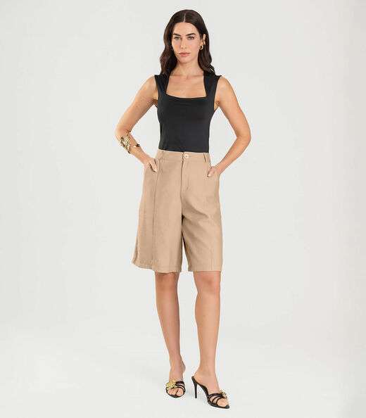 Image_Bermuda Jorts Feminina Reta Em Sarja Dianna Marrom
