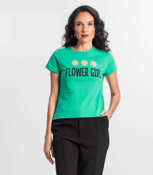 Blusa T-Shirt Feminina Estampada Select Verde