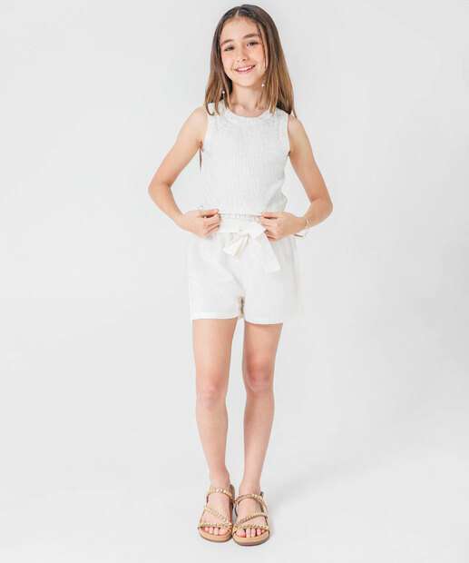 Blusa Juvenil Regata Canelado Foil Marisa Tam 10 a 16 Prata