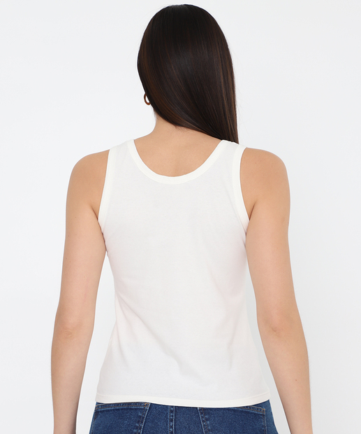Blusa Regata Feminina Cotton Marisa Off White