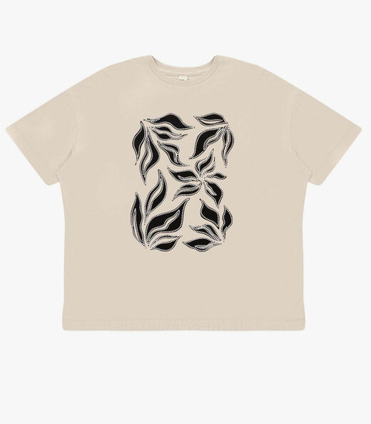 Blusa Feminina Visco Creponada Com Estampa Rovitex Bege