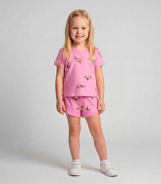 Conjunto Infantil Blusa e Shorts Select Rosa