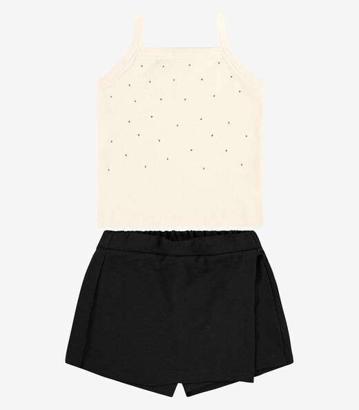 Conjunto Regata com Shorts Saia RoviKids Bege