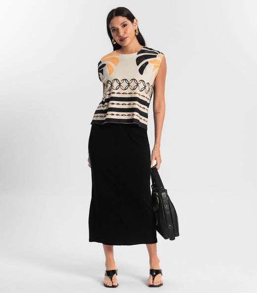 Regata Ampla com Estampa Roviex Preto