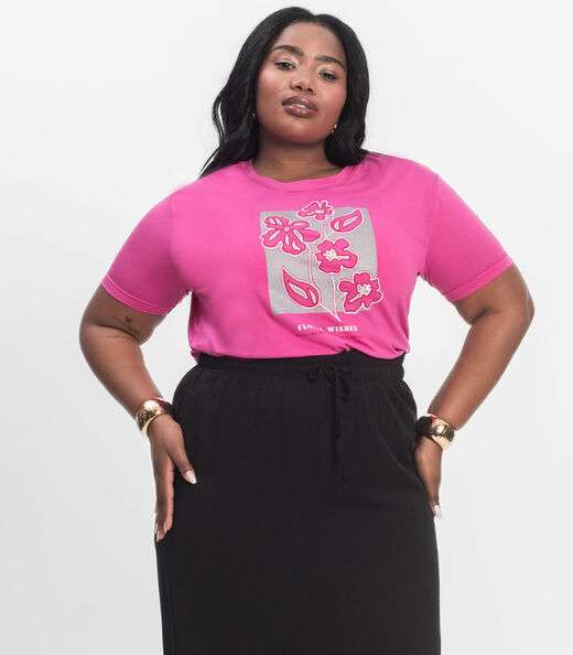 Image_Camisa Manga Curta Plus Size Secret Glam Rosa