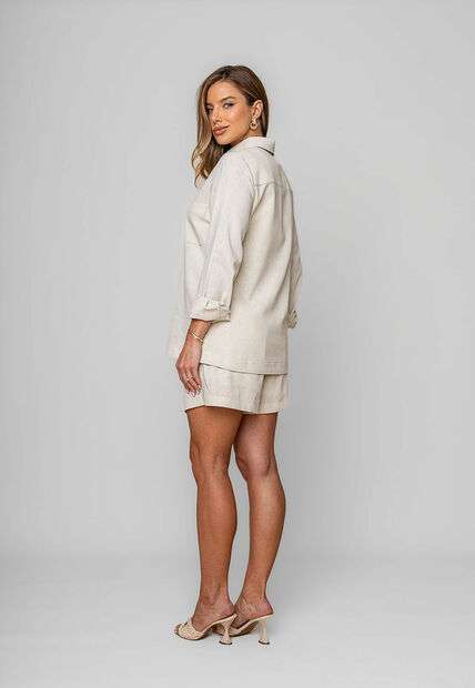 Camisa Alfaiataria Linho M/L Com Bolso Marfim Salvatore