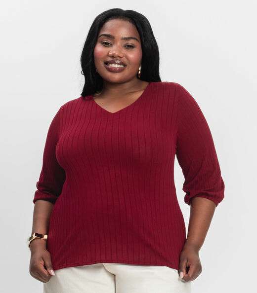 Blusa Canelada Plus Infinita Cor Vermelho