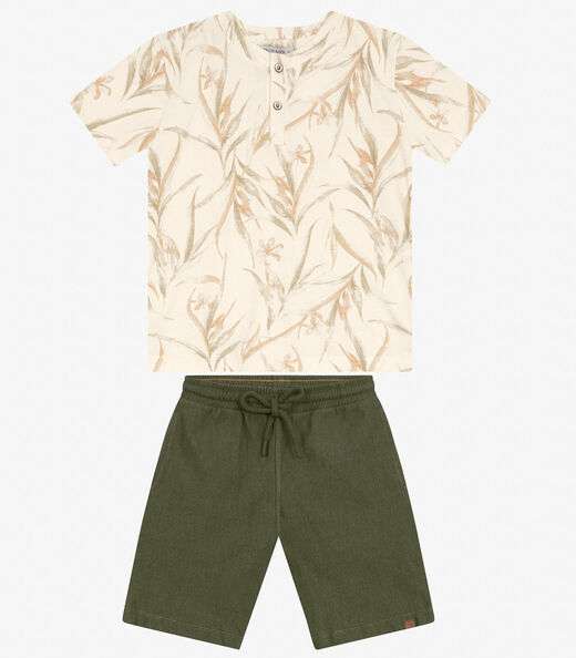 Conjunto Masculino Camiseta com Bermuda Trick Nick Off White