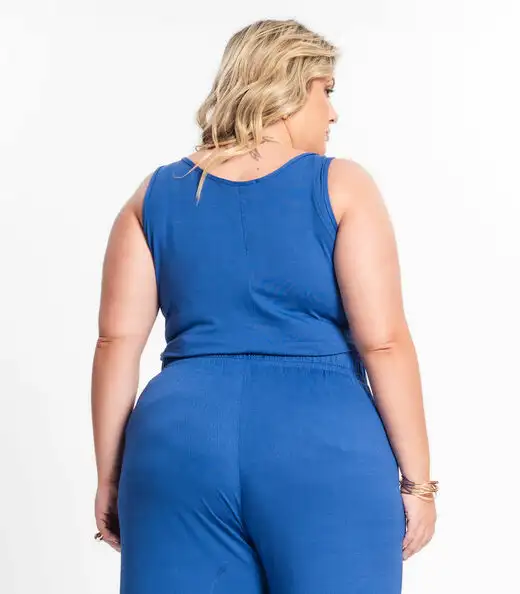 Regata Feminina Plus Size Secret Glam Azul