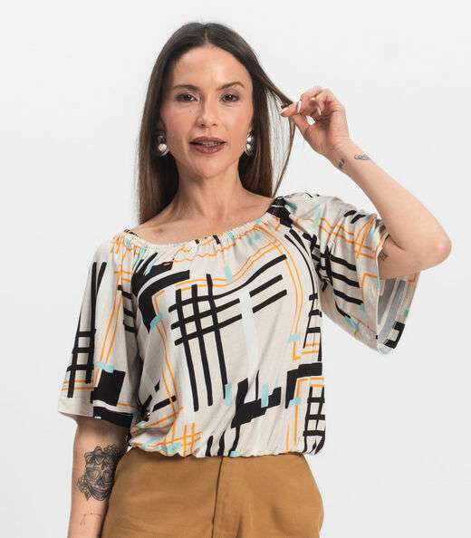 Blusa Feminina Ciganinha Infinita Cor Bege