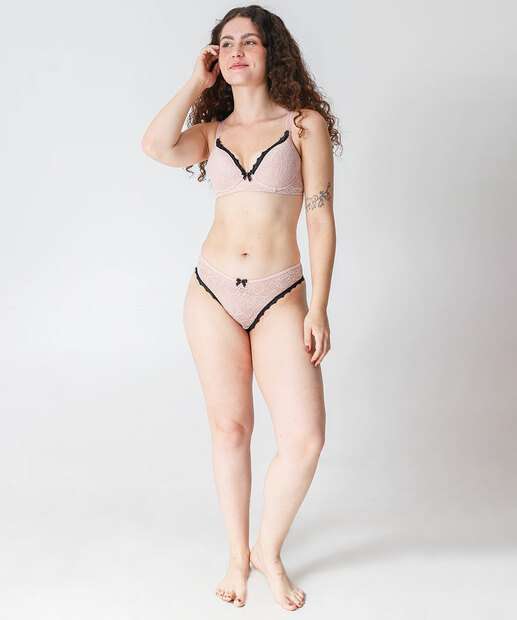 Calcinha Biquíni Renda Rosa