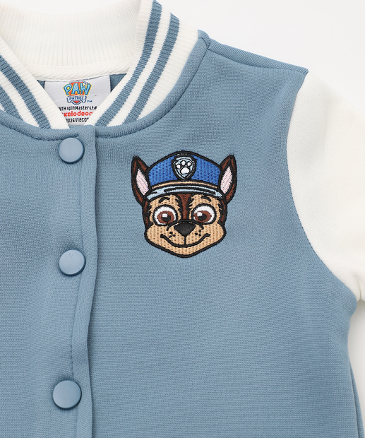 Jaqueta Infantil Bomber Moletom Patruha Canina Tam 1 a 3 Azul