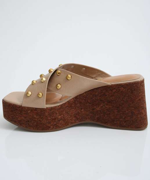 Tamanco Feminino Plataforma Tachas Vizzano