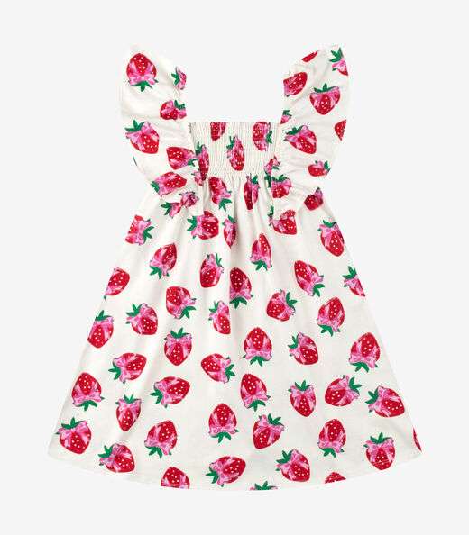 Vestido em Meia Malha Menina Rovi Kids Bege