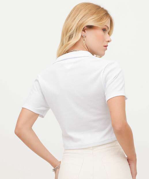 Blusa Feminino Cropped Canelado Manga Curta Marisa