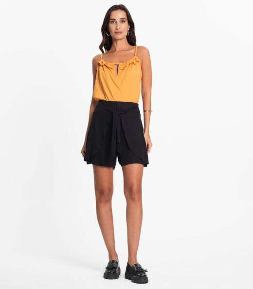 Blusa De Alça Feminina Com Babado na Rovitex Marrom