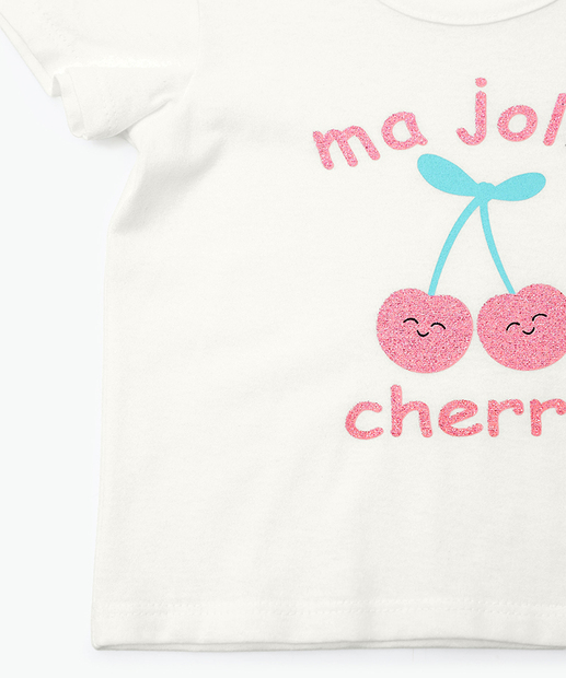 Blusa Infantil Estampa Cereja Marisa Tam 1 a 3 Off White