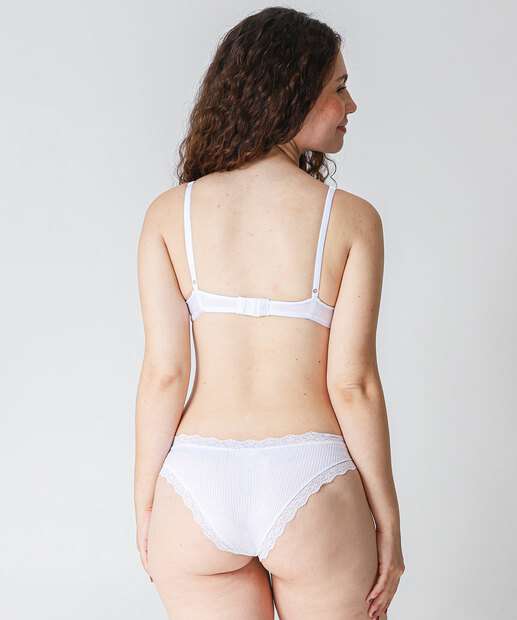 Calcinha Biquíni Recorte Renda Marisa Branco