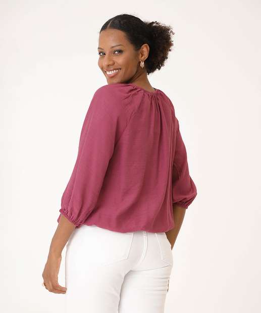 Blusa Feminina Manga 7/8 Textura Marisa