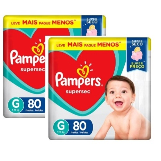 Image_Kit 2 Fraldas Supersec ”G” Pampers Simples c/ 80 Unidades cada