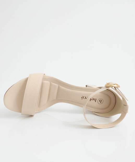 Sandália Feminina Salto Grosso Verniz Bebecê Bege