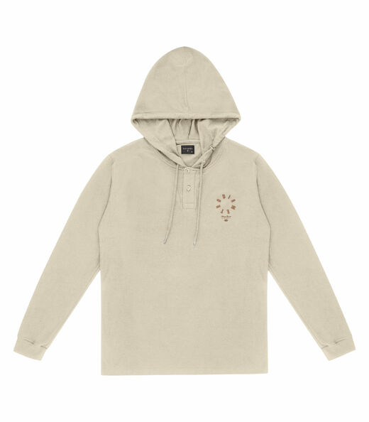 Camiseta Masculina Manga Longa Com Capuz Diametro Bege