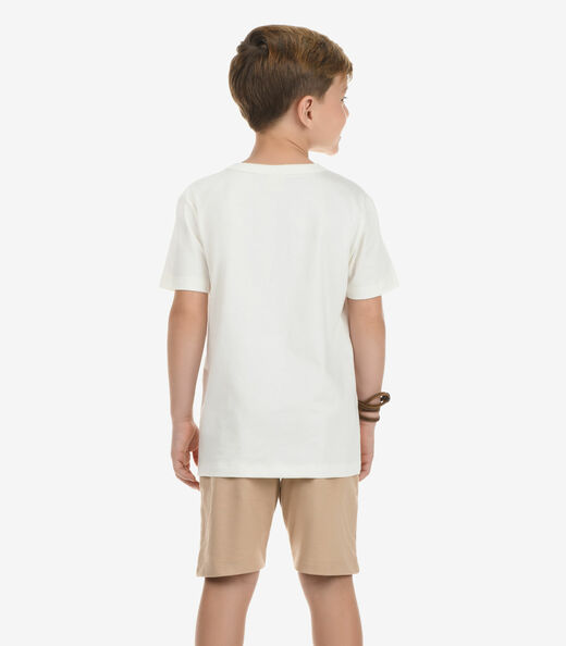 Conjunto Camiseta com Bermuda Menino Rovi Kids Bege