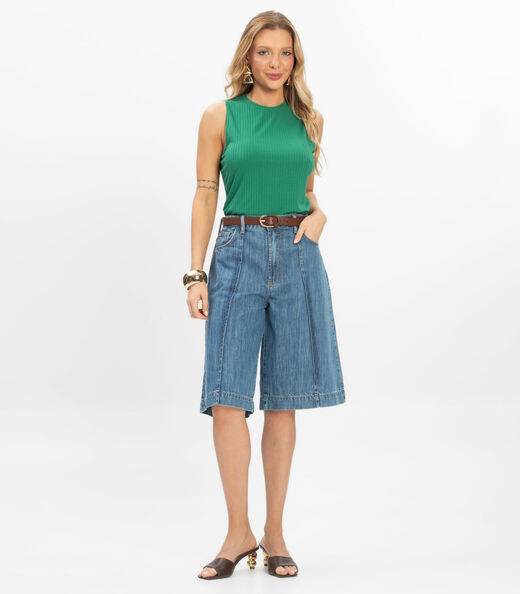 Regata Feminina Ribana Canelada Rovitex Verde