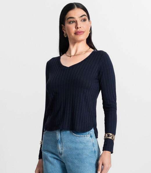 Blusa Manga Longa Infinita Cor Azul