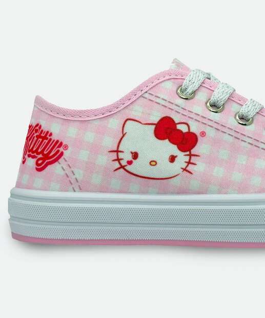 Tênis Infantil Xadrez Hello Kitty Rosa