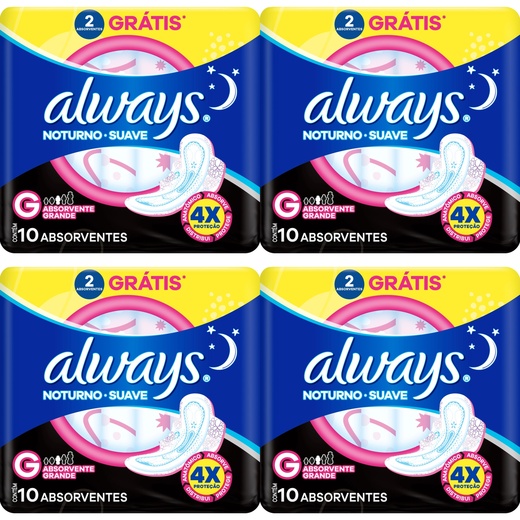 Image_Kit c/4 Absorvente Always Noturno Suave ”G” c/10 Unidades