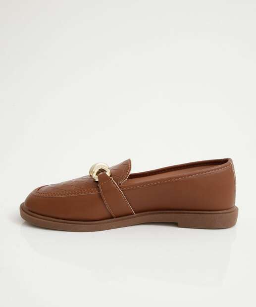 Mocassim Loafer Feminino Bico Redondo Caramelo