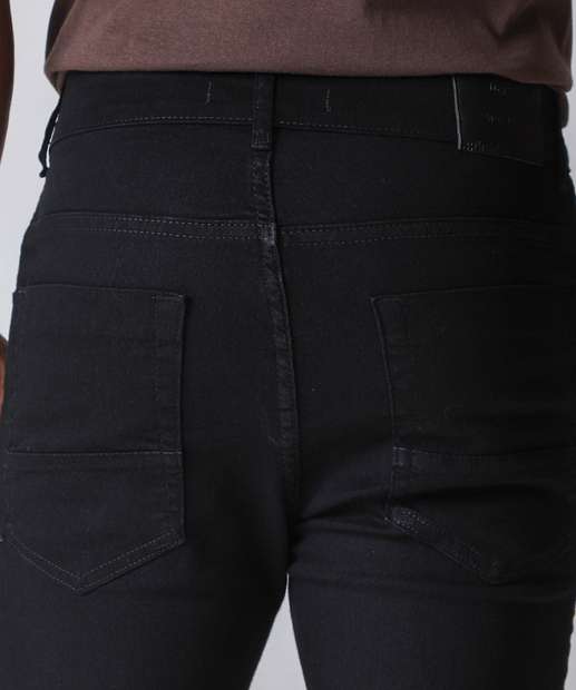 Calça Masculina Jeans Skinny Bolsos Preto
