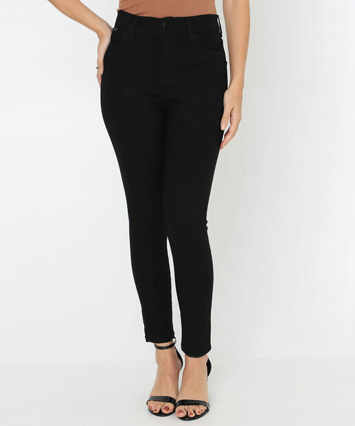 Calça Jeans Cigarrete Feminina Bolsos 