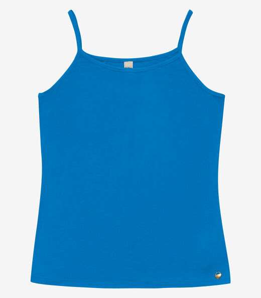Blusa de Alça Feminina Viscotorcion Básica Rovitex Azul