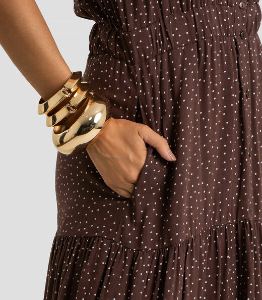 Vestido Longo Feminino Em Viscose Dianna Marrom