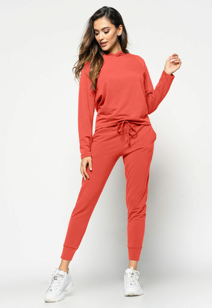 Casaco  Comfy Com Capuz Moletinho Terracota