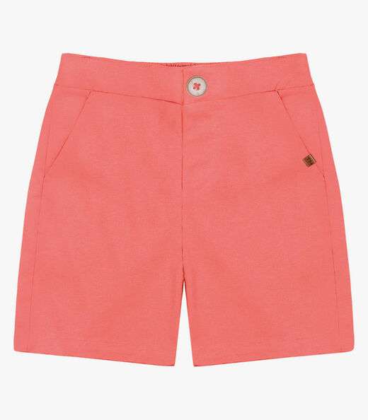 Bermuda Infantil Masculina Em Linho Trick Nick Rosa