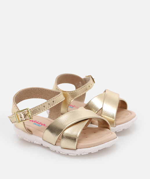 Sandália Infantil Tiras Metalizada Molekinha Dourado