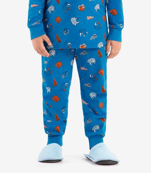 Pijama meia malha Rovi Kids Azul