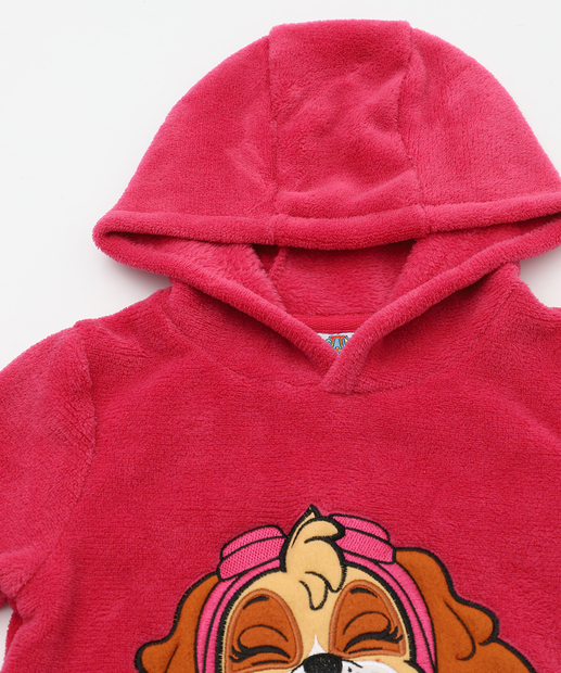 Blusão Infantil Fleece Bordado Patrulha Canina Tam 1 a 3 Rosa