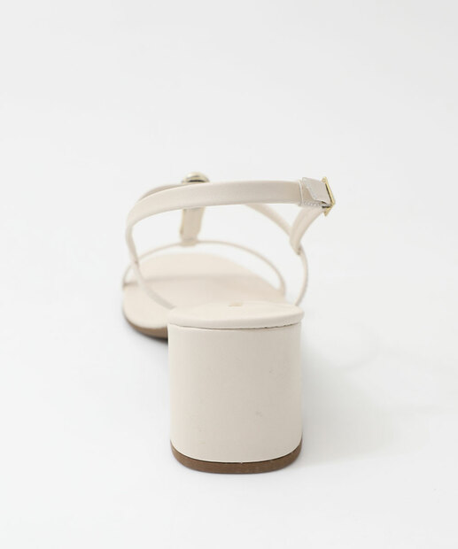 Sandália Feminina Salto Grosso Renata Mello Off White